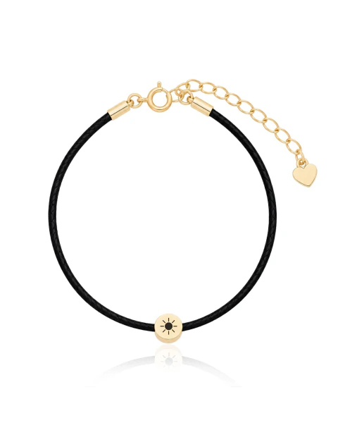 Pulseira Fio Preto - Dourada