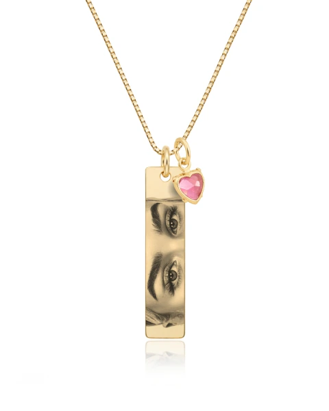 Colar Olhar Personalizado com foto - Dourado