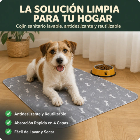 Cojín Sanitario Reutilizable para Perros 70x80 cm