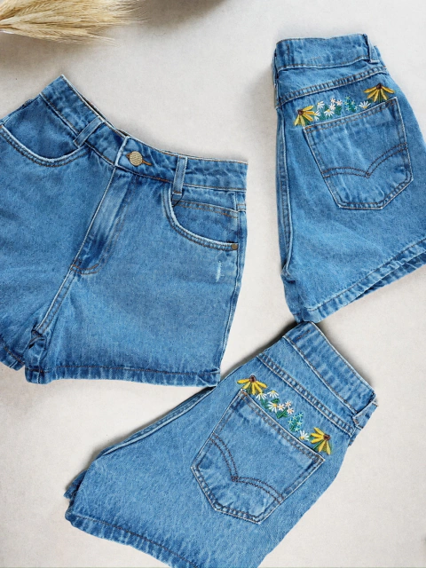 Shorts jeans flores
