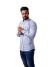 Camisa RL Masculina Custom Fit Listrada Azul e branca - Gareth