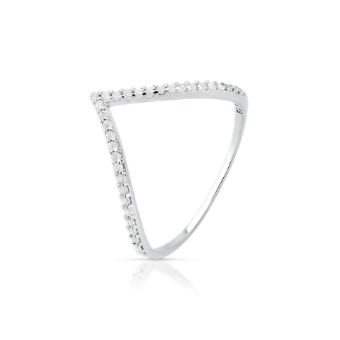 Anel Chevron Curvado Cravejado Cristal