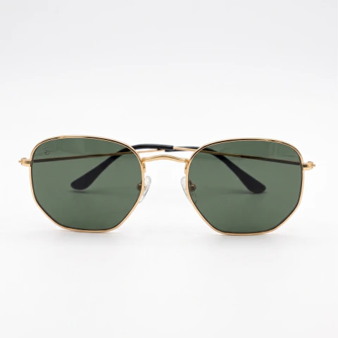 Óculos de Sol Unissex Geométrico Loreto Lomvian – Dourado com Lente Cinza