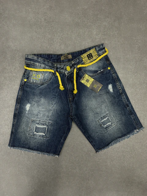 Bermuda jogador BROW azul detalhe amarelo