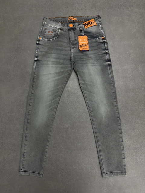 Calça jogador BROW jeans cinza com laranja