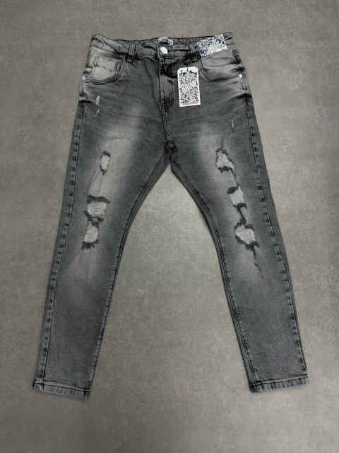 Calça jogador BROW jeans Cinza Destroyed