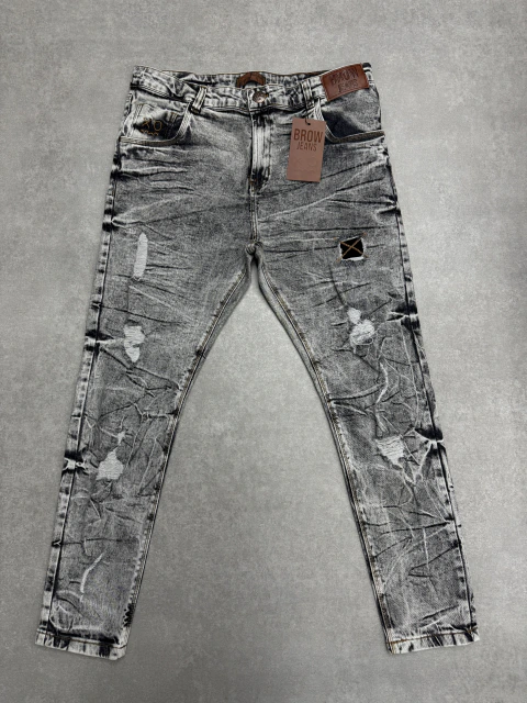 Calça jogador BROW jeans detalhe marrom