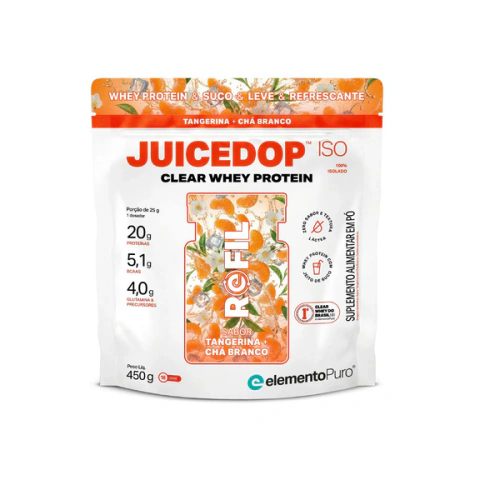 Refil JUICEDOP Clear Whey 450g - Tangerina + Chá Branco