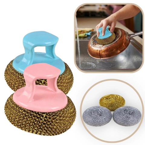 Esponja De Acero Con Mango Antideslizante + 2 De Regalo