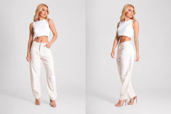 Calça Linho Barrel Aplicação Perolada - Sawary - comprar online