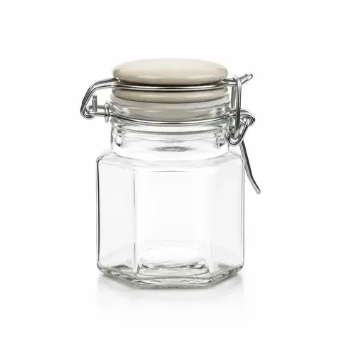 POTE DE VIDRO HERMÉTICO C/ TAMPA COLOR - 100ml