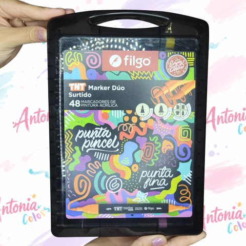 Marcadores acrílicos Pintura al agua Filgo TNT DÚO x 48 Colores - Punta pincel