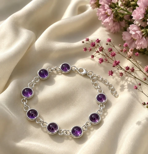Pulsera Calcedonia Ágata Azul