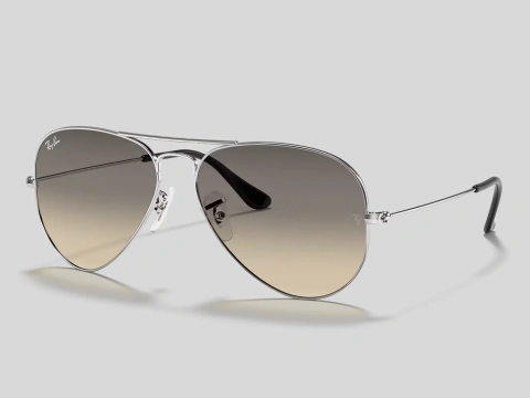 Aviator marco plateado cristal gris degrade