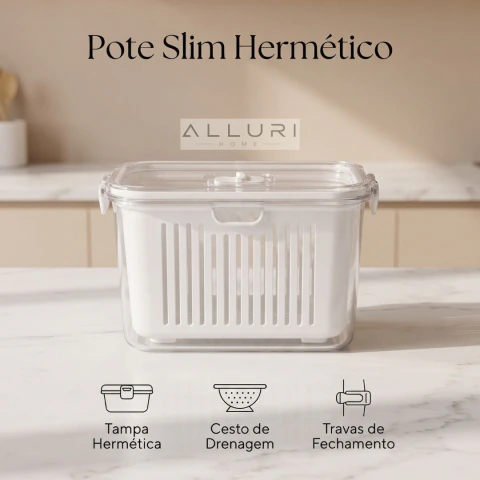 Pote Slim Hermético com Cesto de Drenagem 1,78 L Paramount