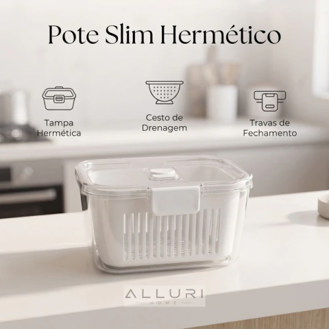 Pote Slim Hermético com Cesto de Drenagem e Válvula 1,36 L Paramount