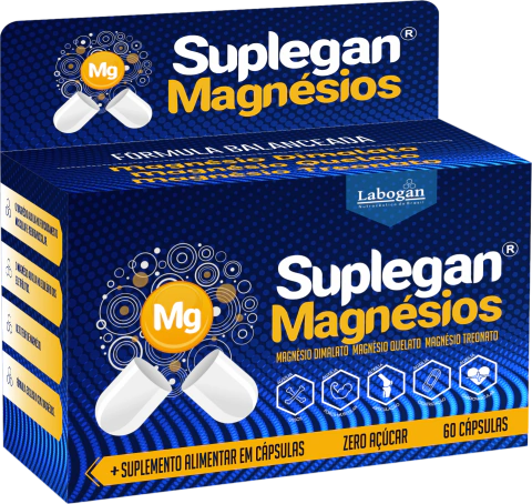 Suplegan Magnésios Suplemento Em Cápsulas Magnésio Treonato Dimalato Quelato 60caps Sem Sabor - Labogan