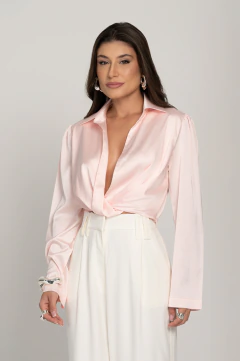 Camisa Cropped com Detalhe Transpassado Melina