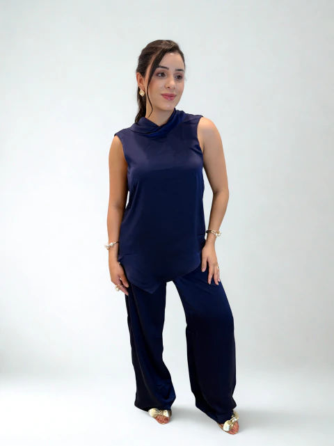 Conjunto Azul Marinho Acetinado
