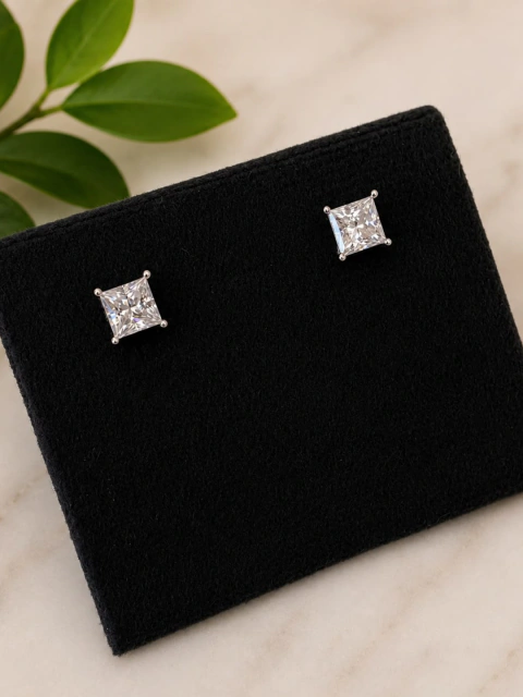 BRINCO MOISSANITE PONTO DE LUZ QUADRADO PEDRA CRISTAL