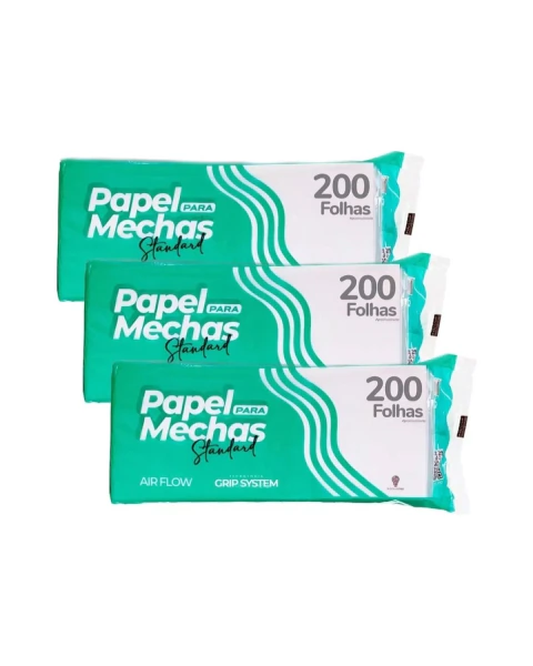 Kit 3 Pacotes Papel Para Mechas Standard 200 Folhas 11x27cm