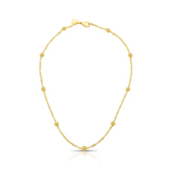 CHOKER LISO ELO TRANCADO 9 REDONDO/ BOLINHA VAZADO NAVETE 4MM BAN. DOURADO /TAM. 30