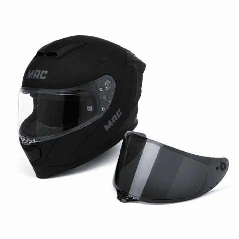Casco Integral Mac Ozono Solid Negro Mate + Visor de Regalo