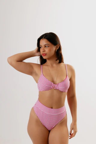 Biquíni Carol Hotpants Xadrez Rosa