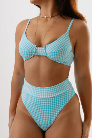 Biquíni Carol Hotpants Xadrez Azul