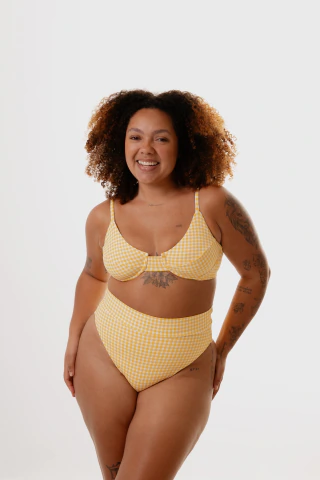 Biquíni Carol Hotpants Xadrez Amarelo