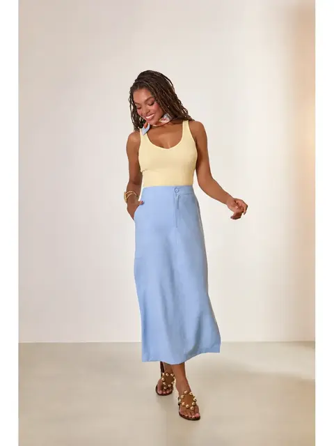 Blusa sem Manga Malha Linho