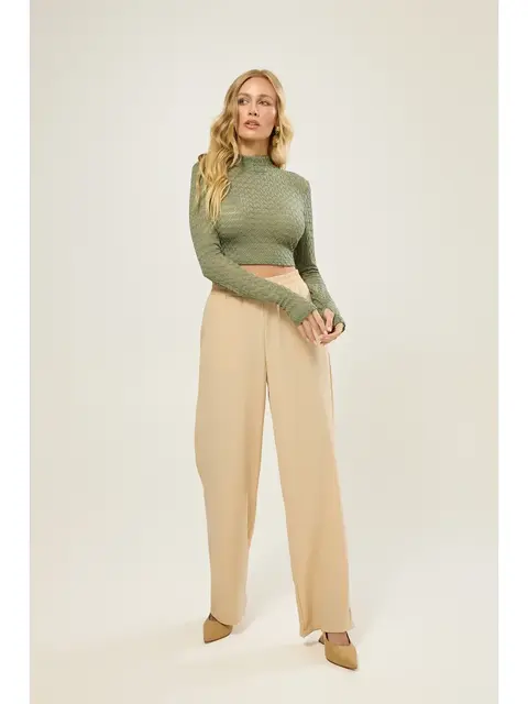 Cropped Gola Alta Em Renda