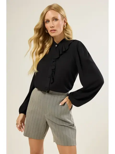 Camisa com Babado Gola