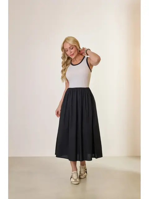 Vestido Midi Bicolor