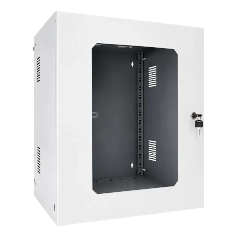 Mini Rack de Parede 19" 12U 400mm Branco com 2 Bandejas e Régua 6 Tomadas