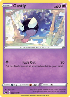 Gastly | 83 | Rarity: Common | Artist: Taira Akitsu | Supertype:Pokémon