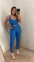CONJUNTO DE LEGGING TOP TRANÇADO NAS COSTAS- AZUL JEANS