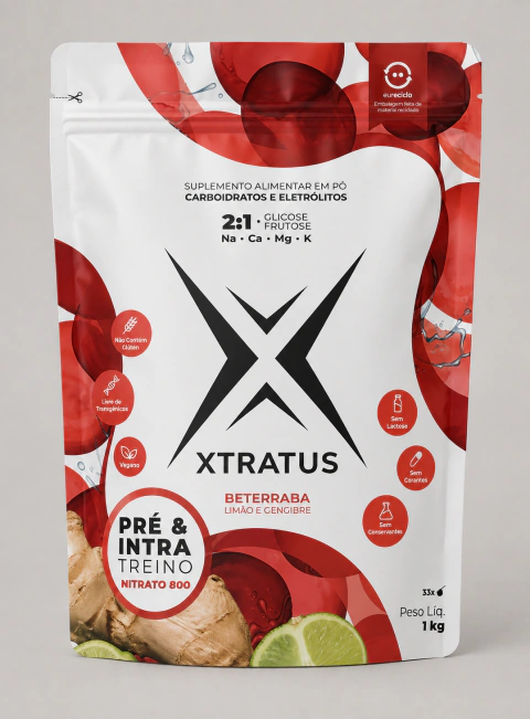 Pré e Intratreino Xtratus Nitrato 800 com Beterraba Limão e Gengibre 1 Kg