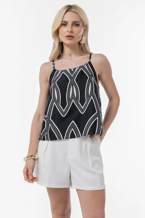 Regata Estampada Cetim The Signature Preto