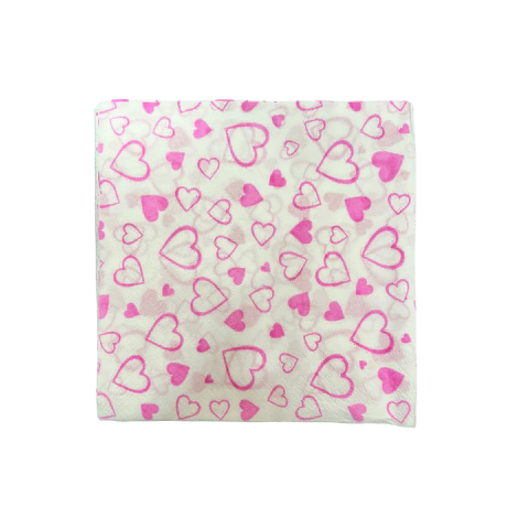 Servilleta de Corazon Rosa 33×33 x 20u.