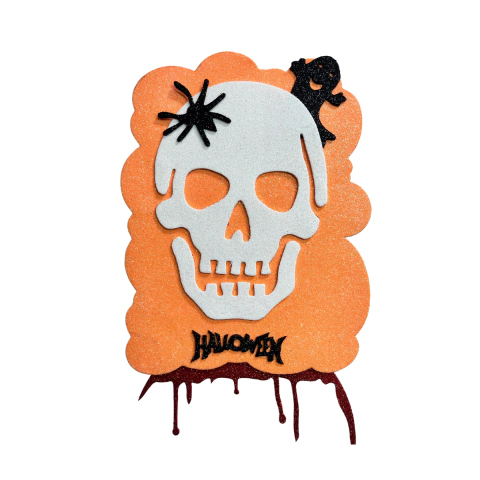 Cartel Goma Eva Calavera con Sangre Naranja x 1