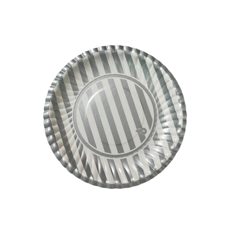 Plato rayado Plateado chico 18 cm x8u.