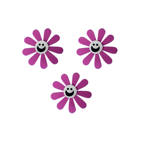 Flores con Carita Feliz Rosa x3 unid.