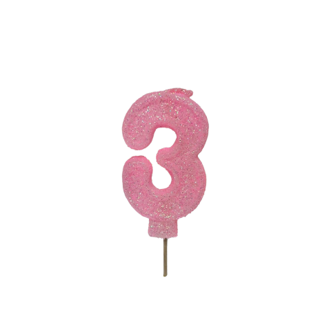 Vela Numero 3 Gibre Rosa
