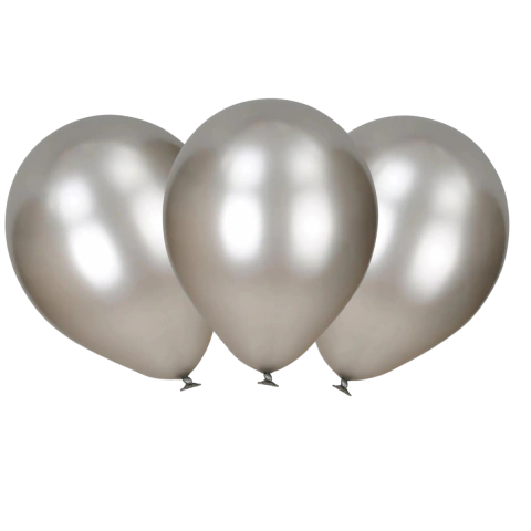 Globo Tuky Perlado 9″ Plata x50u