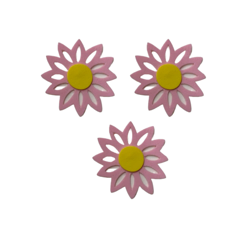 Flores Varias Puntas con Centro Aplique x 3unid.