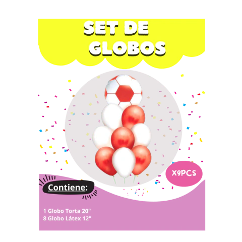 Set De Globos Futbol River 9 piezas x1