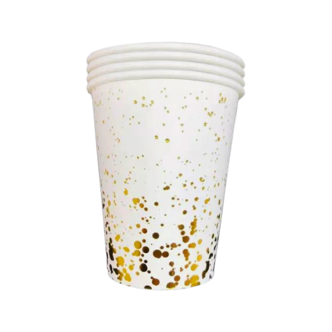 Vaso Polipapel Confetti Dorado 240cc x8u