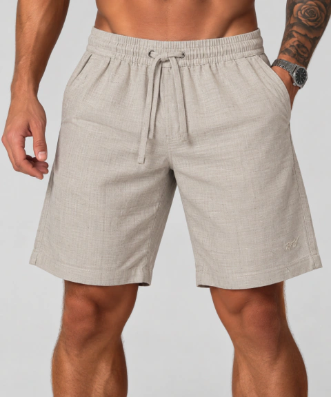 SHORT TIPO LINHO TRABALHADO LONGO