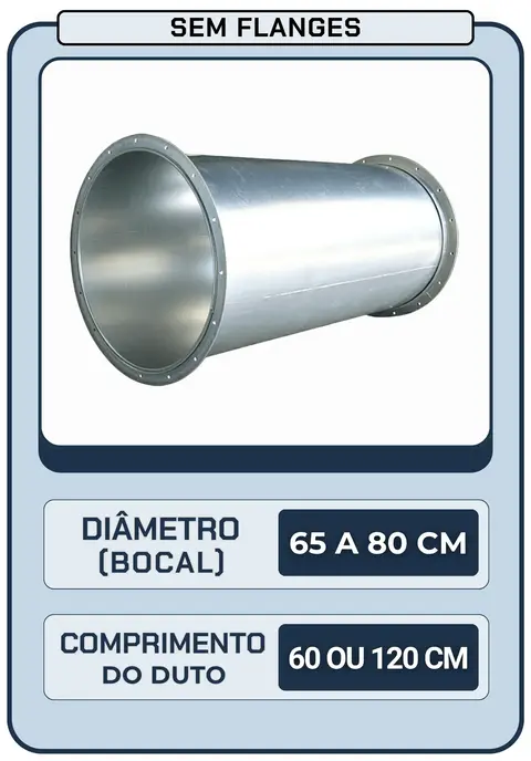 Duto Circular 65 a 80 cm - 60 ou 120 cm Altura | Sem Flanges